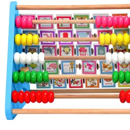 n2j2 shop 5 in 1 Wooden Activity Triangle Center Cube Counting Beads Toys for Babies Montessori Learning Toy for 1-5 Year Old Kids image 3