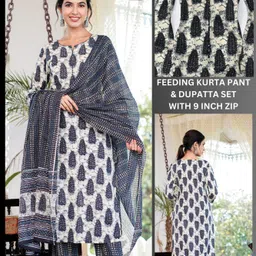assume fab Women Cotton Blend Kurta Pant Dupatta Set-picture-27