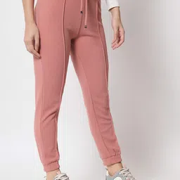 q-rious Women Regular Fit Pink Lycra Blend Trousers image 2