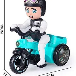 poonam enterprise 360 Degree Rotating, Head Swing & Spot Stunt Tricycle Motorcycle, Bump & Go Toy with Flashing Lights Music Sound Bicycle for Hours of Entertainment for Kids Both Boys and Girls image 2