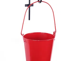 metal roots Hanging Metallic Pot Bucket Shaped Planter with Wall Mounted Hook for Vertical Garden (Red) 19 x 19 Shelf Bracket image 2