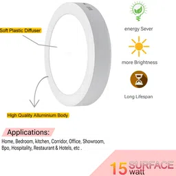 MVL 15 Watt Round LED Ceiling Surface Panel Light (White, Pack of 3) Ceiling Light Ceiling Lamp image 2