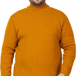 kvetoo Men Striped High Neck Yellow Sweater-picture-23