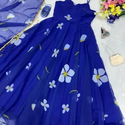 mogal fashion Printed Georgette Stitched Anarkali Gown image 5