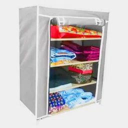 spirited Grey 4 Shelf Wardrobe Armoire PP Collapsible Wardrobe image 1