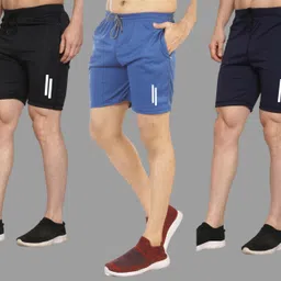 farsh Pack of 3 Solid Men Multicolor Regular Shorts-picture-22