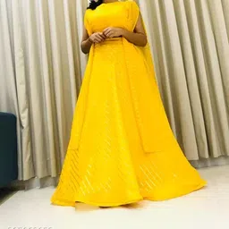 queddy's Self Design Semi Stitched Lehenga & Crop Top image 2