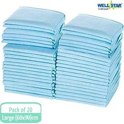 Disposable Underpad Sheet (Pack of 20 Pcs, Size: 60x90 cms, Color-Blue) with super absorbent polymer Adult Diapers - L-image-25