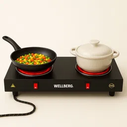 wellberg Dual Heating Plate Electric Cooker | Durable Metal Body | Quick Heating Design Electric Cooking Heater-picture-13