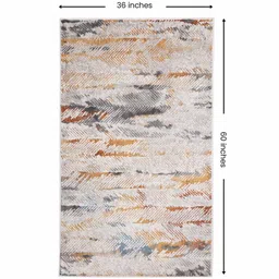 sapana carpet-mats Cream & Orange Abstract Polyester 3 x 5 Feet Machine Made Carpet image 2