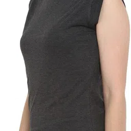 ap'pulse Pack of 2 Women Solid Round Neck Pure Cotton Purple, Grey T-Shirt image 3
