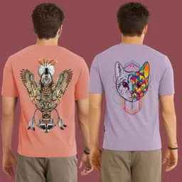 Men Graphic Print Round Neck Polyester Pink, Purple T-Shirt-image-45