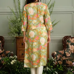 sangria Women Solid Viscose Rayon Straight Kurta image 4