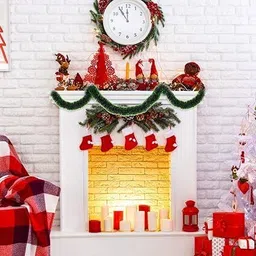 lazybeee Thick Green & Black Color 10 Pcs Artificial Merry Christmas Strings, Garlands Tinsel Pack of 10 image 5