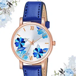 calf & co. New Trandy Stylish Analog Collection Watch_Calf_15_Flower_Blue Analog Watch - For Men & Women Calf_15_Flower_Blue image 3