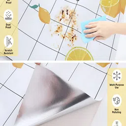 Kuber Industries White & Yellow Checked Self-Adhesive Oil Proof Wallpaper image 4