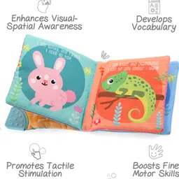 intellibaby Pet Friends Cloth Book with Integrated Teether for Babies, Soft & Safe, 8 Pages image 4