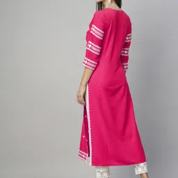 heturaj fashion Women Embroidered Cotton Blend Straight Kurta image 2