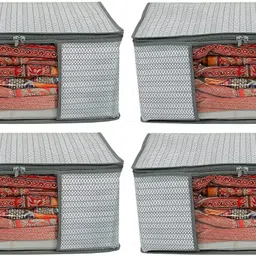 Soflin Non Woven Storage Cover Large Saree Cover/ Garment Cove /Storage Bag Pack of 4 Cotton Laundry Bag-image-0