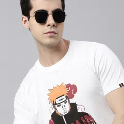 bushirt Men Typography Round Neck Cotton Blend White T-Shirt image 4