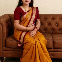 Solid/Plain, Temple Border, Woven Sambalpuri Silk Blend Saree-image-8