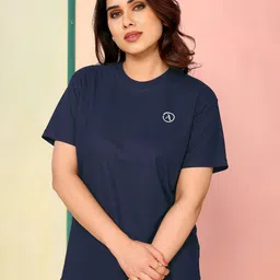 kashvi Women Solid Round Neck Polyester Dark Blue T-Shirt-picture-10
