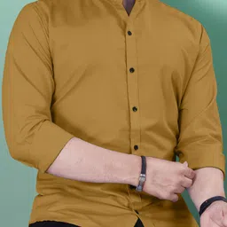 vebnor Men Slim Fit Solid Mandarin Collar Casual Shirt-picture-24