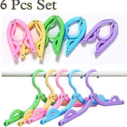 twizel Premium Quality Multipurpose Non Slip Portable Folding Clothes Travel Hanger Plastic Shirt Pack of 6 Hangers For Shirt image 1