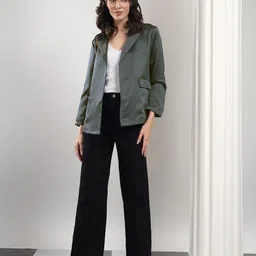 kotty Women Solid Mandarin Casual Blazer-picture-22