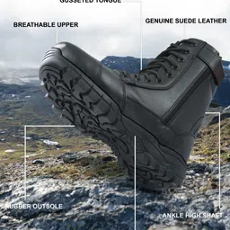 deuson DS90 Army & Tactical Boots Genuine Leather Side Zip Lightweight Extra Grip Sole Boots For Men-picture-37