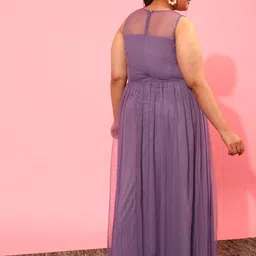 curvy street Women Fit and Flare Purple Maxi/Full Length Dress image 2