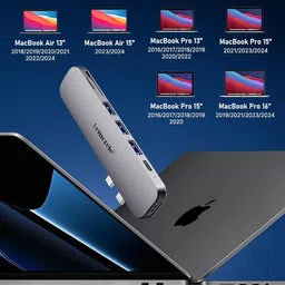 Lemorele 7-in-2 MacBook USB C Hub with Thunderbolt 4, USB 3.0, 4K HDMI, 100W PD, SD/TF TC52 Laptop Accessory image 4