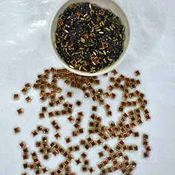 prabhasdesigns Orange color 4mm Square Shape Kundan Stone 50 grams (Approx. 500 pcs) for DIY Orange Beads image 2