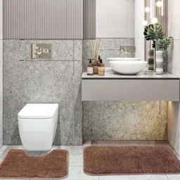 maa home concept Brown Solid Microfiber 16X24 Inches Anti Skid Bath Mats image 1