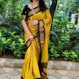 aquiliq Woven, Temple Border Paithani Cotton Silk, Silk Blend Saree-picture-25