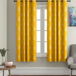 Yellow Traditional Cotton 5 Ft Light Filtering Eyelet Window Curtain by Soumya image 1