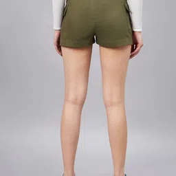 winered Solid Women Green Casual Shorts image 2
