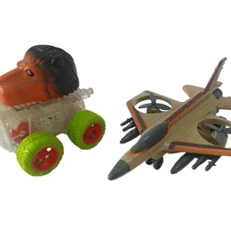 toyomaa Frictional Pull Back Push and Go Fighter Airplane With Dinosaur Car Toy For Kids-picture-16