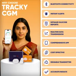 tracky Bluetooth Blood Pressure Monitor with Cuff Guide + 14-Day CGM Sensor, App Sync Glucometer image 3