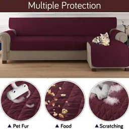 hokipo Polyester 3+2 Seater L-Shape Sofa Plain Cover image 4