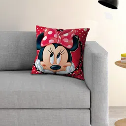 Disney Minnie Multicoloured Single Cartoon Character Printed 40x40 cm Square Cushion Cover image 1
