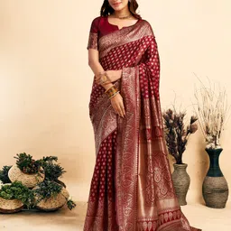 samah Embellished, Woven, Self Design Banarasi Silk Blend, Jacquard Saree-picture-12