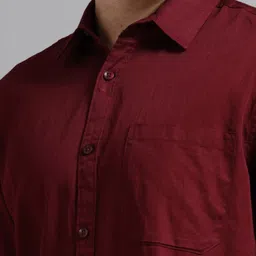 proword Men Slim Fit Solid Spread Collar Casual Shirt image 5
