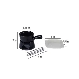 amaya decors Black Fondue Set With Plate & Fondue Sticks image 3