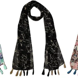 stolevilla Floral Print Chiffon Women Multicolor Scarf, Stole, Fancy Scarf-picture-14