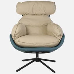 couch n co. Lazy Leatherette Swivel Lounge Chair in Beige Colour image 4