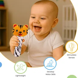 trots Squeaky Toy for Babies, Soft, Chew-Safe and Non-Toxic, Red Rattle image 4
