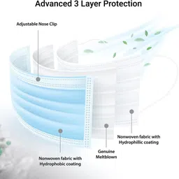 wellstar 3 Ply Protective Face Mask with NOSE CLIP, Certified by CE, ISO & GMP Bacterial Filtration Efficiency(BFE)=98.5%, Particle Filtration Efficiency(PEE)=94% 3 Ply Surgical Face Mask with Genuine Meltblown and Adjustable Nose Clip (Yellow,50) Non-Washable, Water Resistant Surgical Mask With Melt Blown Fabric Layer image 4