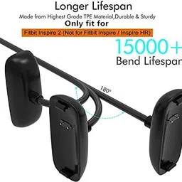 Ancestors Charger For Fitbit Inspire 2 & Fitbit Ace 3 USB Charging Dock 100cm - Black Charging Pad image 3