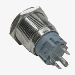 Flat Head 12mm 12V Ring Light Self-Lock Non-Momentary Metal Push-Button Switch - Yellow Light image 3